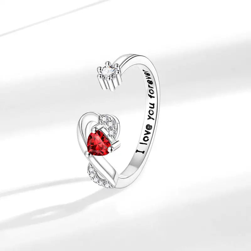 Heart-shaped Birthstone Women's Ring Fashion