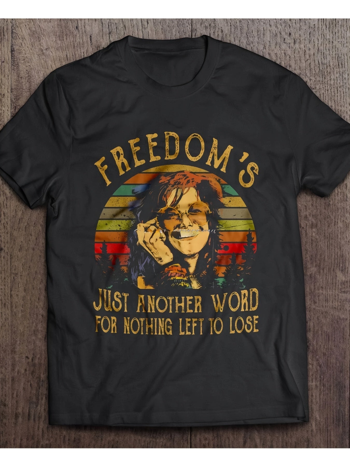 Janis Joplin "Freedom's Just Another Word" Vintage Tee – Classic Cotton T-Shirt for Music Lovers - Premium T-Shirt from Lizard Vigilante - Just $26.99! Shop now at Lizard Vigilante