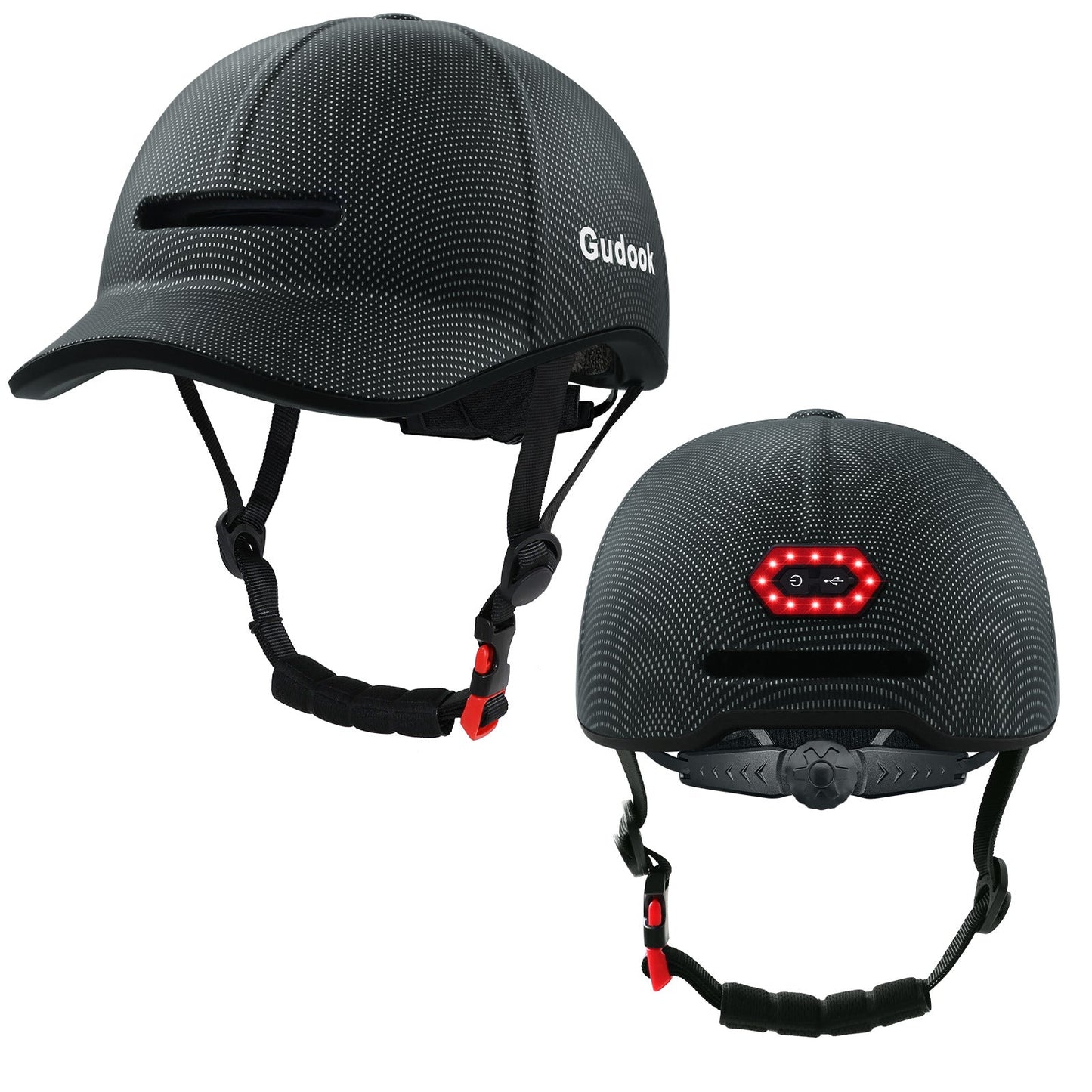 High-end LED Rechargeable Rear Lamp City Recreational Bicycle Riding Peaked Cap Helmet