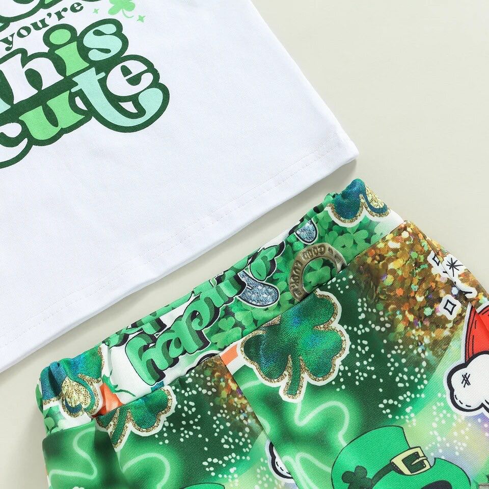 Girls’ “Who Needs Luck When You’re This Cute” St. Patrick’s Day Outfit