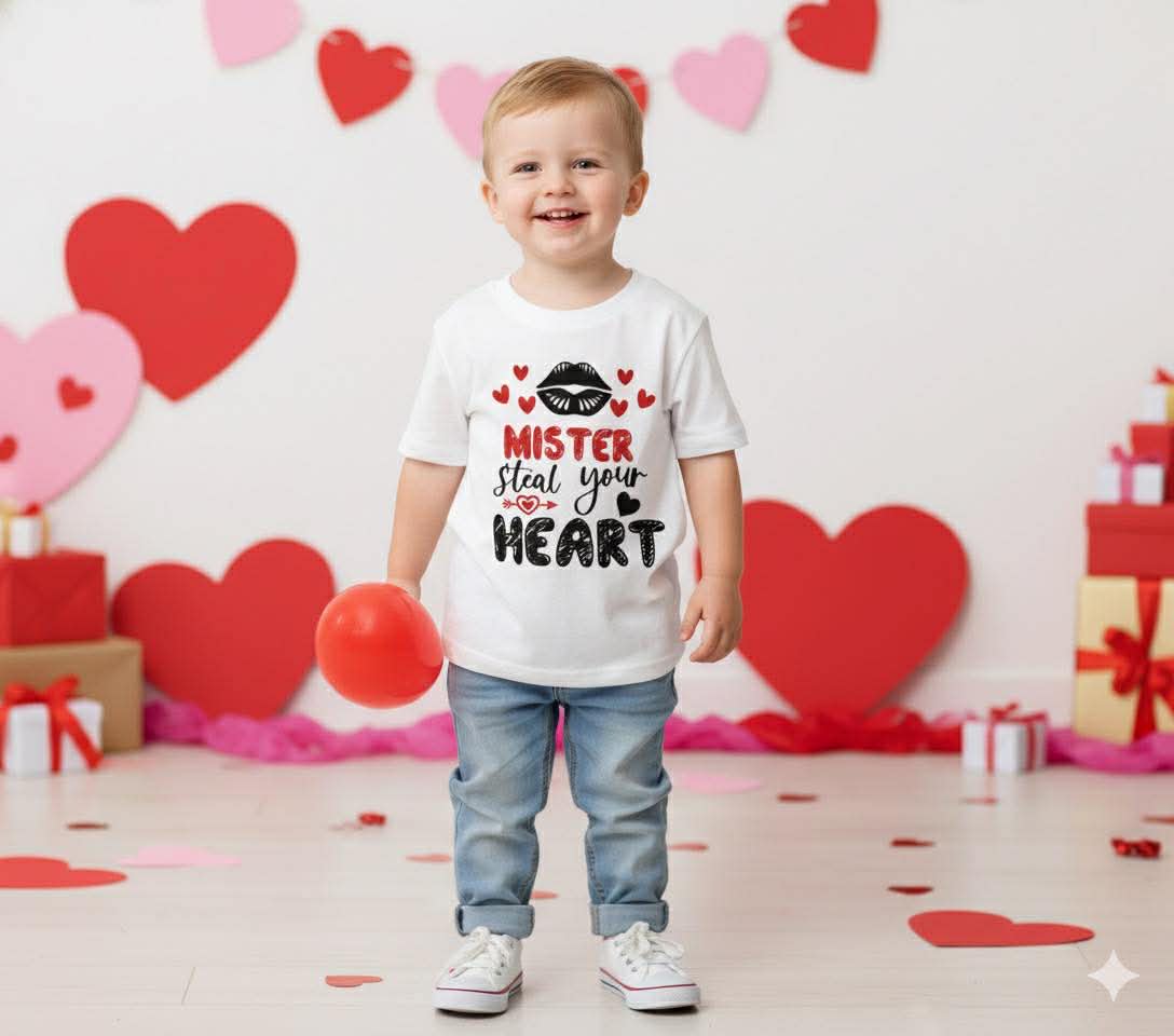 Boy's Handmade Valentine's Day Tees- Short or Long Sleeve Options