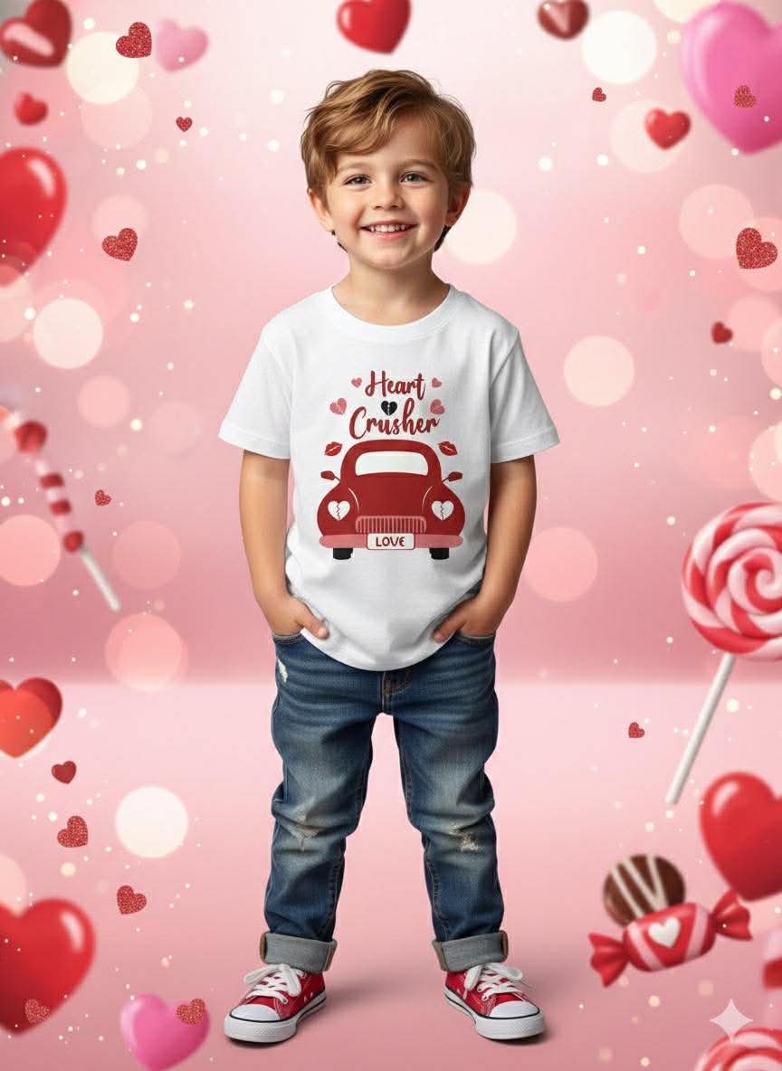 Boy's Handmade Valentine's Day Tees- Short or Long Sleeve Options