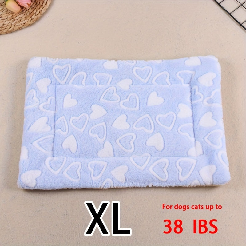 All-Season Dirt-Resistant Rectangular Pet Blanket - Comfortable Dog Paw Heart Print Pet Bed, 1pc