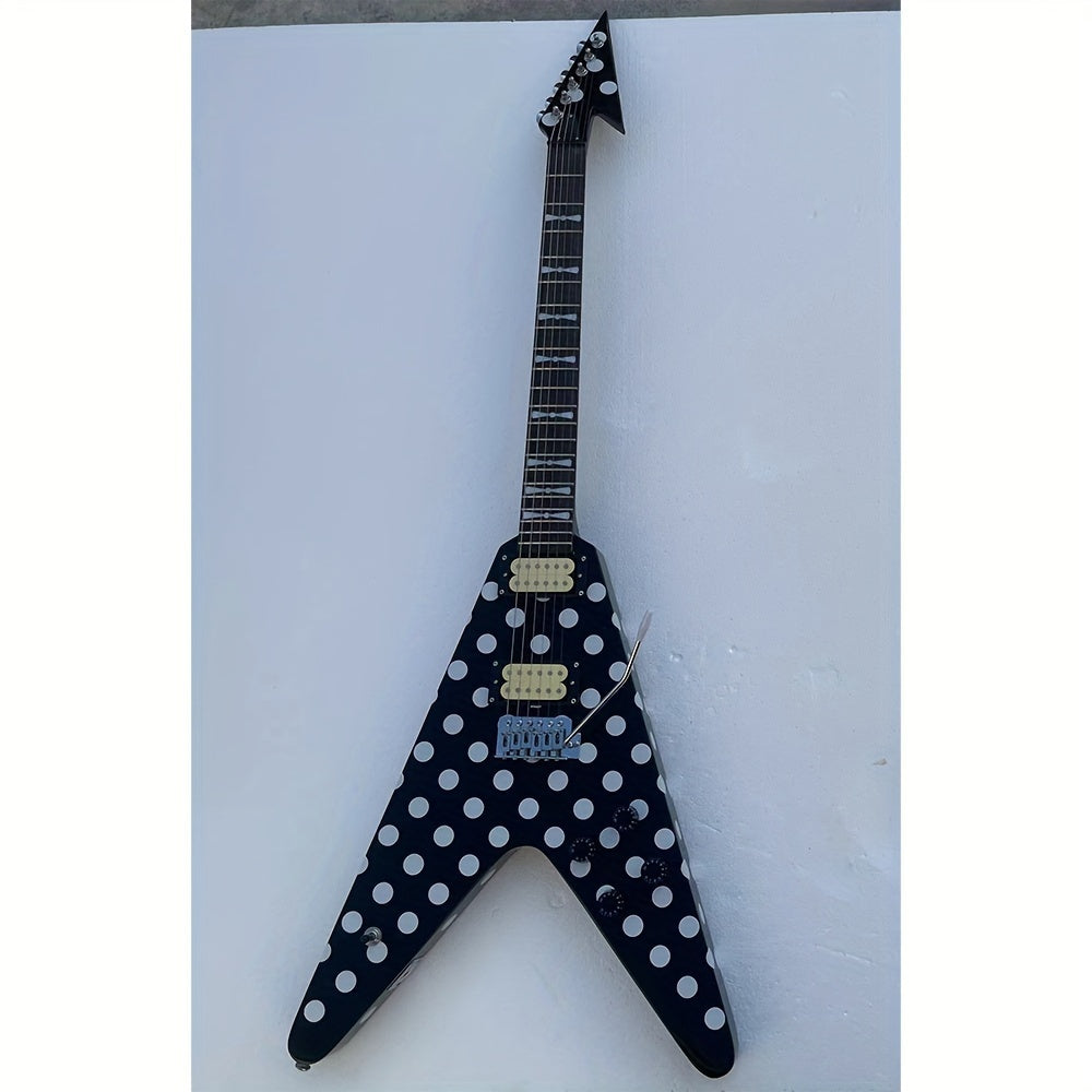 Custom Randy Signature Electric Guitar - Polka Dots Flying V Shape with Fixed Bridge - Premium  from Lizard Vigilante - Just $647.99! Shop now at Lizard Vigilante