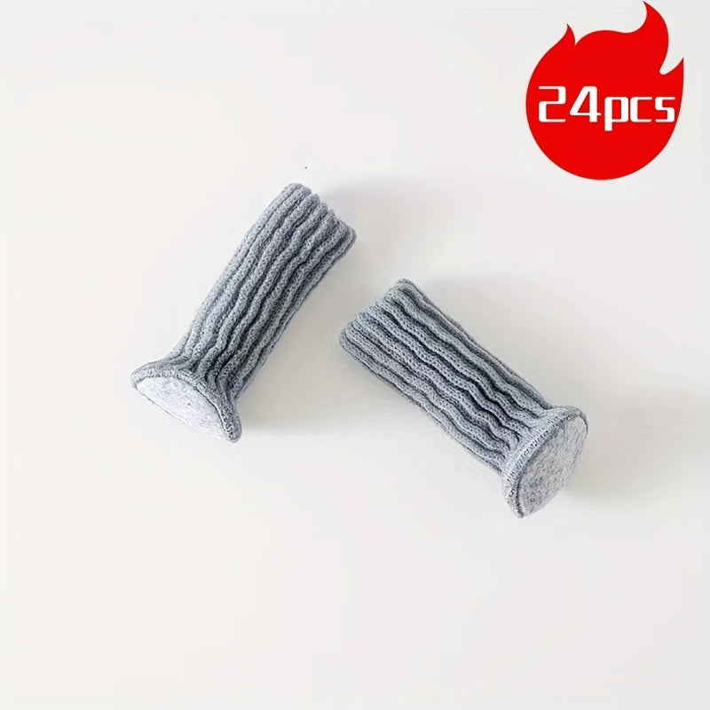 24pcs Cloth Table And Chair Leg Socks Woolen High Elastic Floor Protectors Non Slip Chair Leg Feet Socks Covers Furniture Caps Set, Fit Diameter From, Knitted Furniture Pads