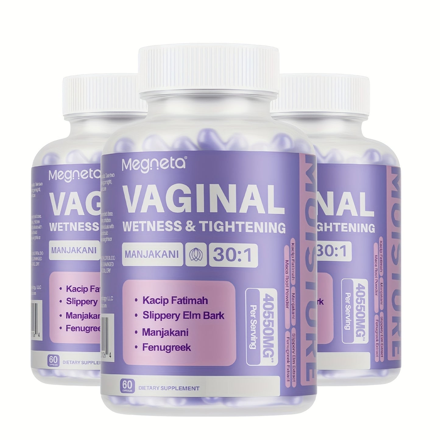 Megneta Vaginal Wetness&Tightening Herbal Formula with Kacip Fatimah, Slippery Elm, Manjakani, Fenugreek & Maca Root | Fast-Acting, No Side Effects | 60 Capsules, 30-Day Supply - Premium  from Lizard Vigilante - Just $22.99! Shop now at Lizard Vigilante