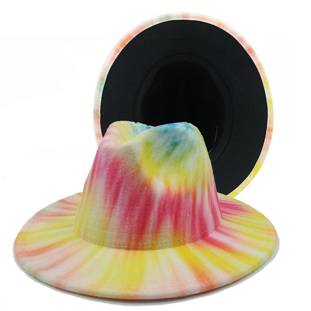 Beautiful Two Tone Luxury Fedora Hat Men's and Women's Hat Unique Retro Design Men's Fedoras Hat Colorful Fedoras Jazz Cap Elegant Soft Hat Wide Brim Party Hats 56-58CM