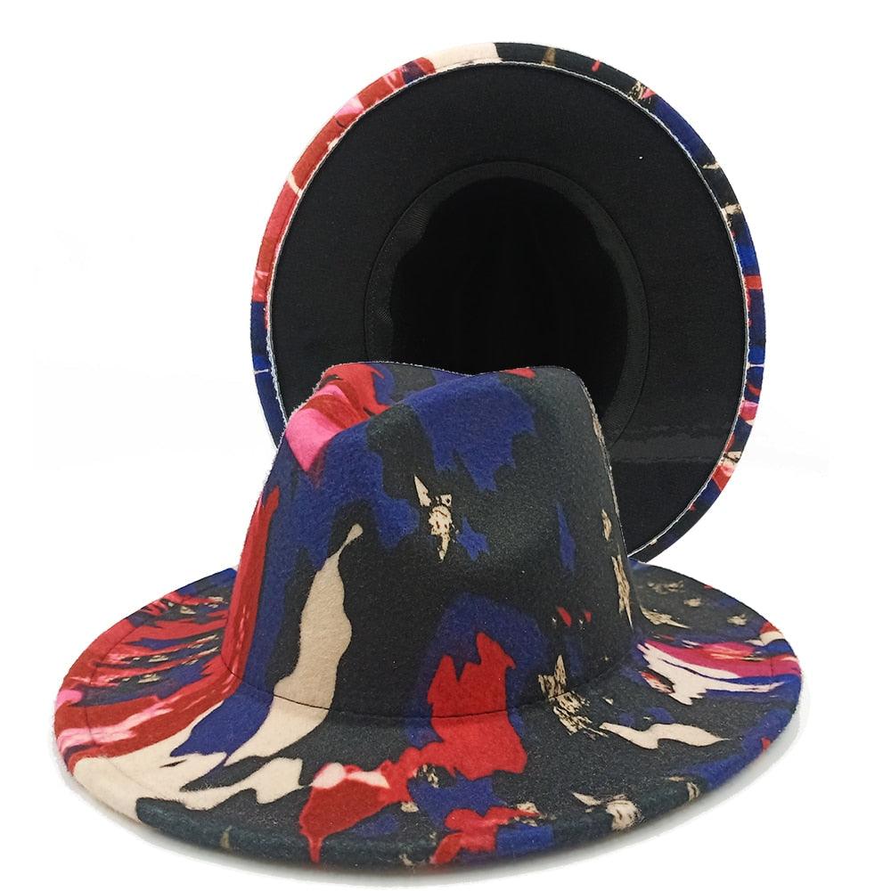 Beautiful Two Tone Luxury Fedora Hat Men's and Women's Hat Unique Retro Design Men's Fedoras Hat Colorful Fedoras Jazz Cap Elegant Soft Hat Wide Brim Party Hats 56-58CM