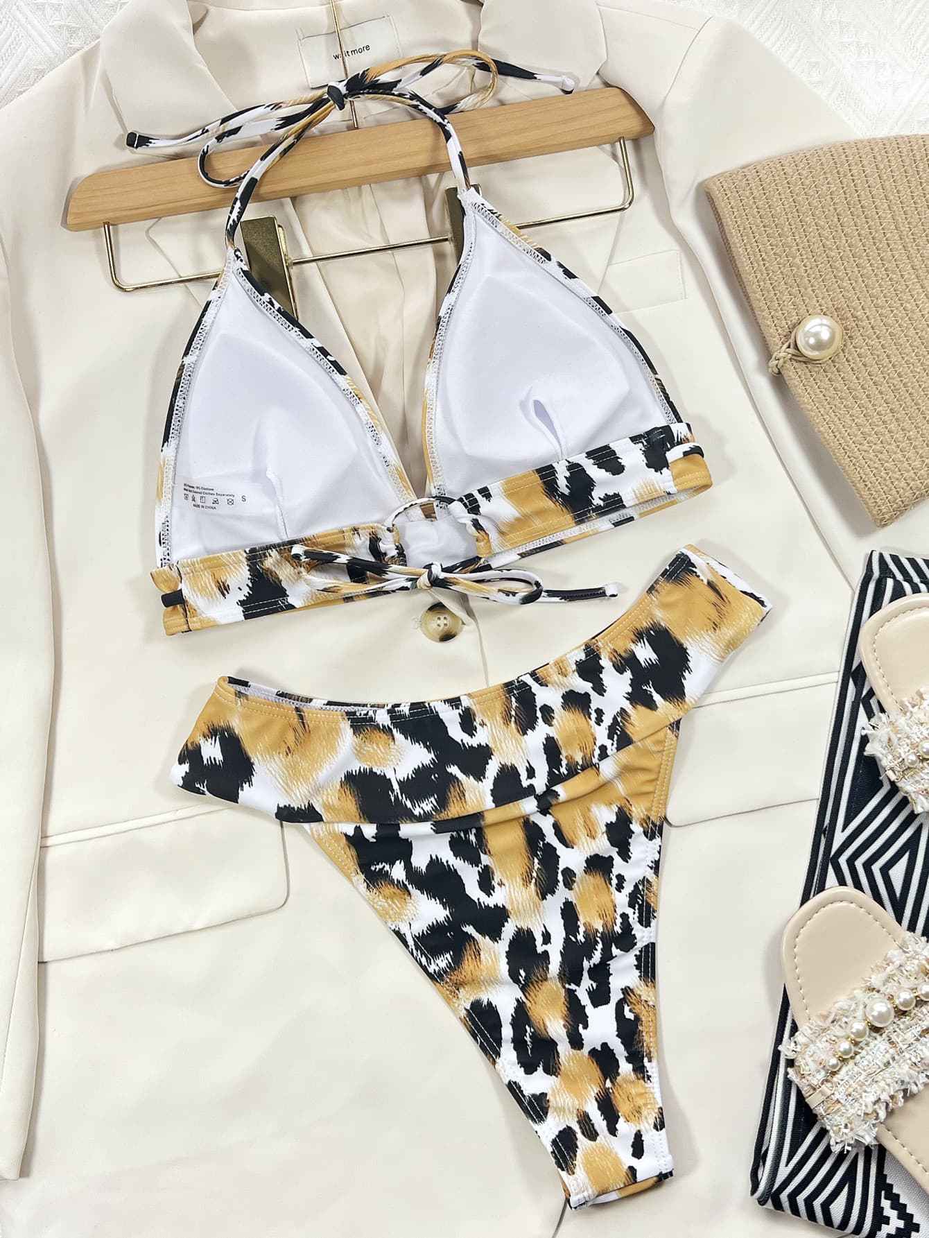 Animal Print Halter Neck: Bikini Set