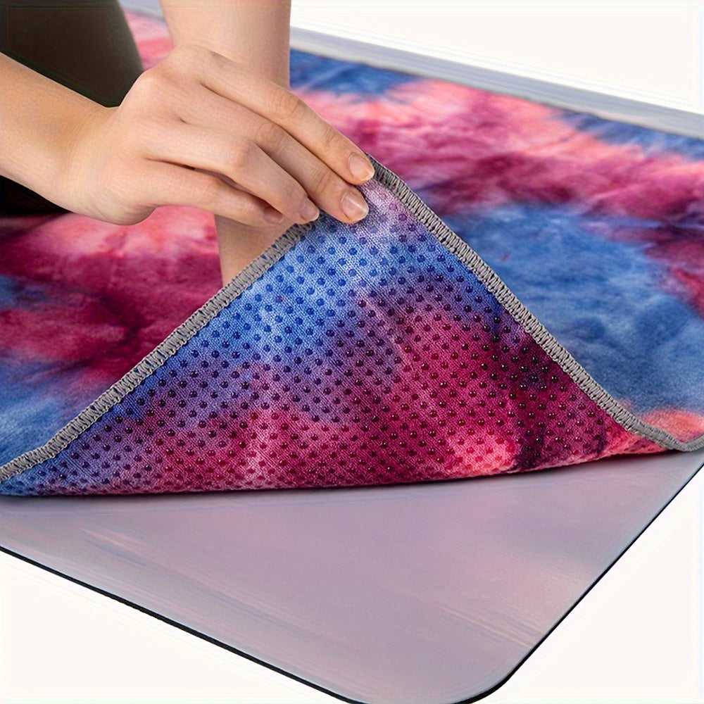 1pc Vibrant Tie-Dye Sweat-Absorbent Non-Slip Yoga Towel with Storage Bag - Soft, Foldable Sports Blanket for Outdoor, Gym, Pilates & Fitness Training, Machine Washable Polyester/Nylon