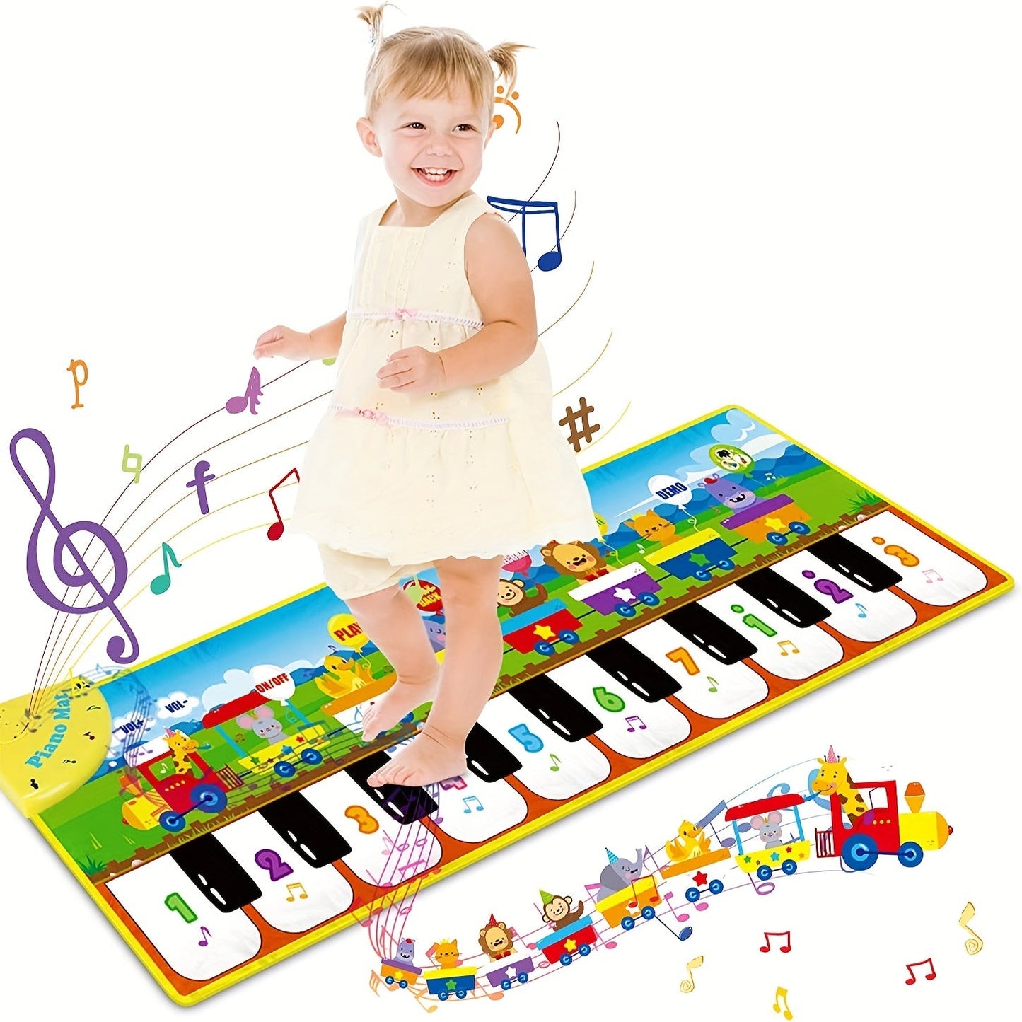 Musical Piano Mat for Kids, Floor Dance Toy with 10 Songs, 8 Animal Sounds, 5 Modes. Children'S Keyboard Blanket Music Touch Game Mat, Music Early Education Toy, Halloween Christmas Gift for Winter