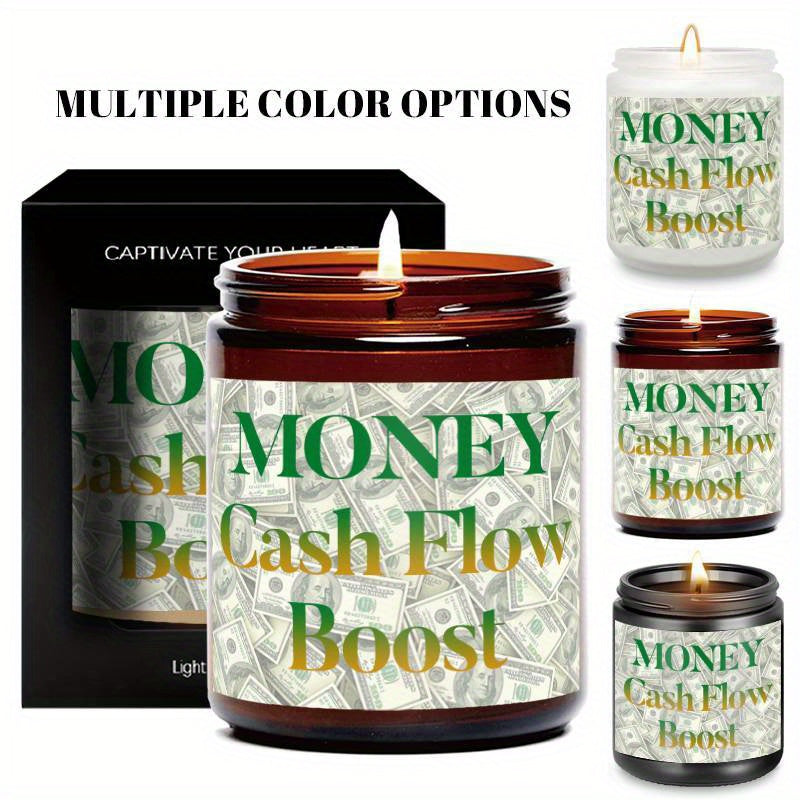 1pc 5. 3Oz Money Cash Flow Boost Scented Candle Soybean Wax Gift Idea For Women Men Adult Bestie Coworker Husband Wife Him Her Son Daughter Dad Mum Sister Brother Family On Birthday Xmas New Year Funny Unique Essential Home D