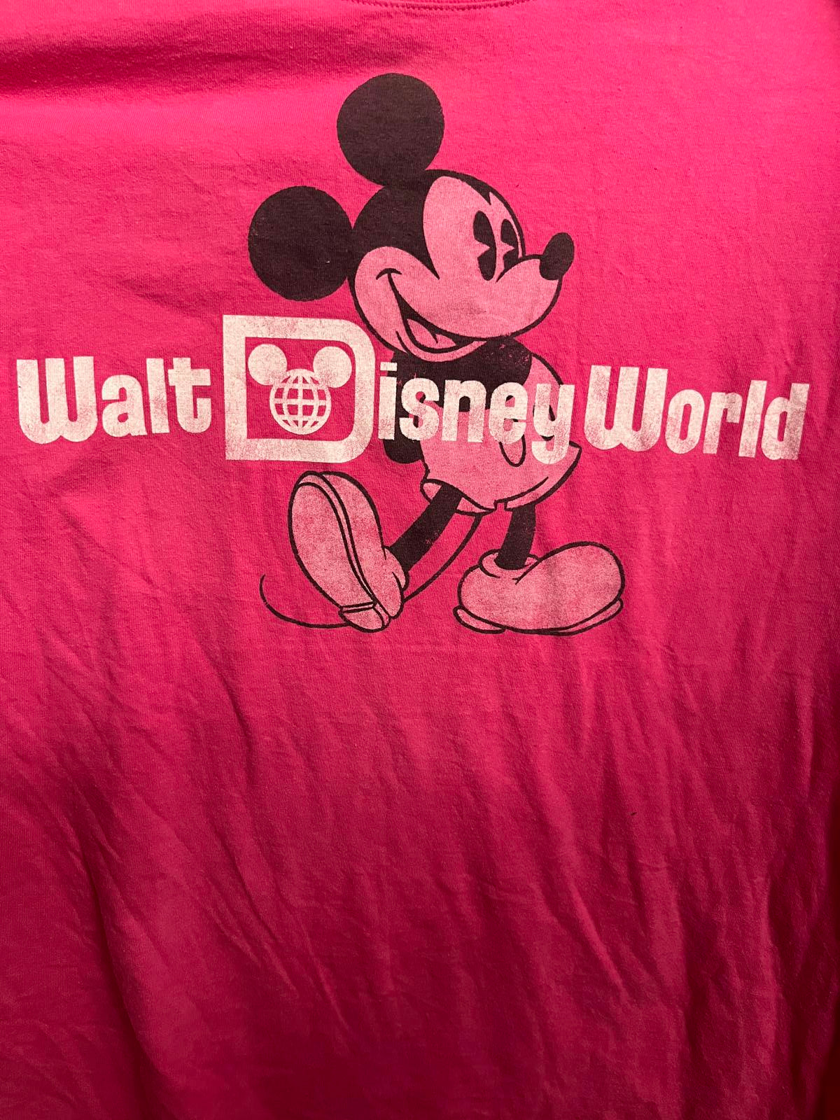 Faded Pink Mickey Mouse T-shirt Walt Disney World Tee - L