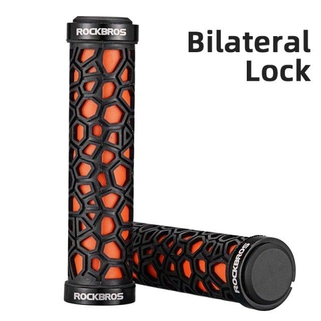 Bicycle Grips Rubber Handle Anti-Skid Cycling Handlebar Cuffs Lock Aluminum Alloy Bike Lock-On Mountain Bike Grips Bicycle Handlebar Locking Grips Non-Slip Handle Grips