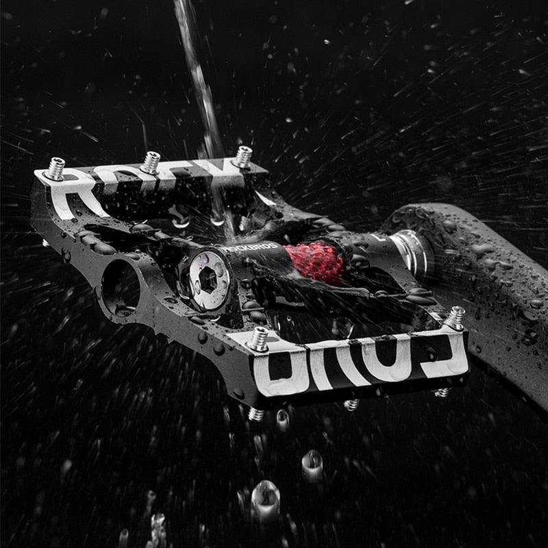 Bicycle Pedals Aluminum Alloy Ultralight Non-Slip Rainproof Reflective Bearing Road Bike Pedal Cycling Accessories Mountain Bike Pedals Ultra Strong Aluminum Alloy Flat Pedals Cycling Sealed Bearings Light Weight And Large Platform