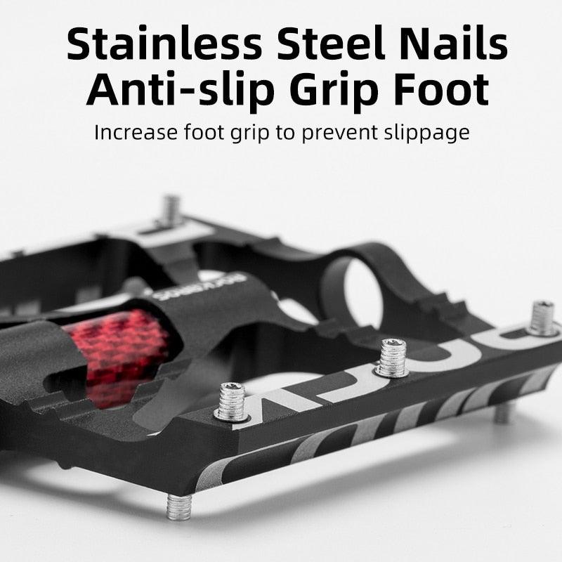 Bicycle Pedals Aluminum Alloy Ultralight Non-Slip Rainproof Reflective Bearing Road Bike Pedal Cycling Accessories Mountain Bike Pedals Ultra Strong Aluminum Alloy Flat Pedals Cycling Sealed Bearings Light Weight And Large Platform