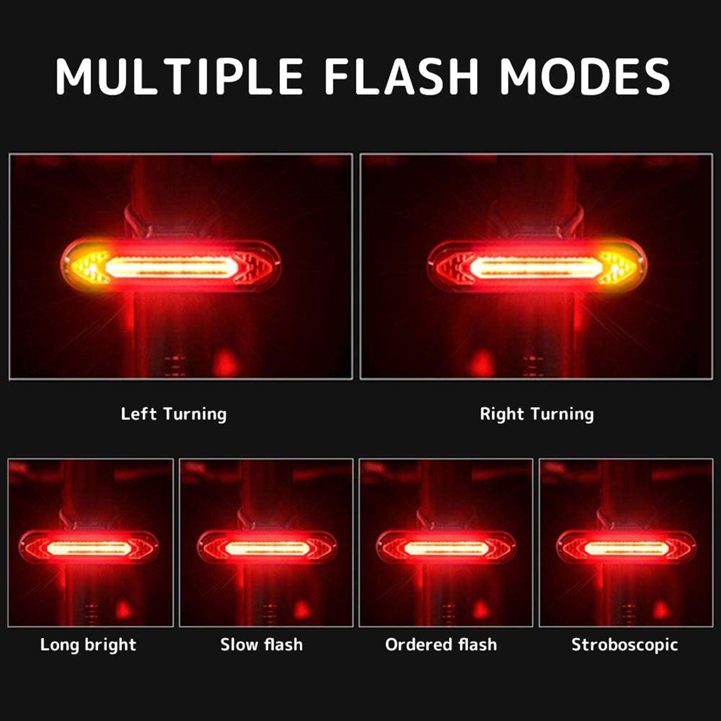 tBicycle Turn Signal Taillight USB Rechargeable Bicycle Tail Rear Light Turn Signal Braking Warning Wireless LED Ultra Bright LED Safety Warning Bike Brake Rear Lights Wireless Remote Control Modes Waterproof Suitable For Mountain Bike Road Bicycle