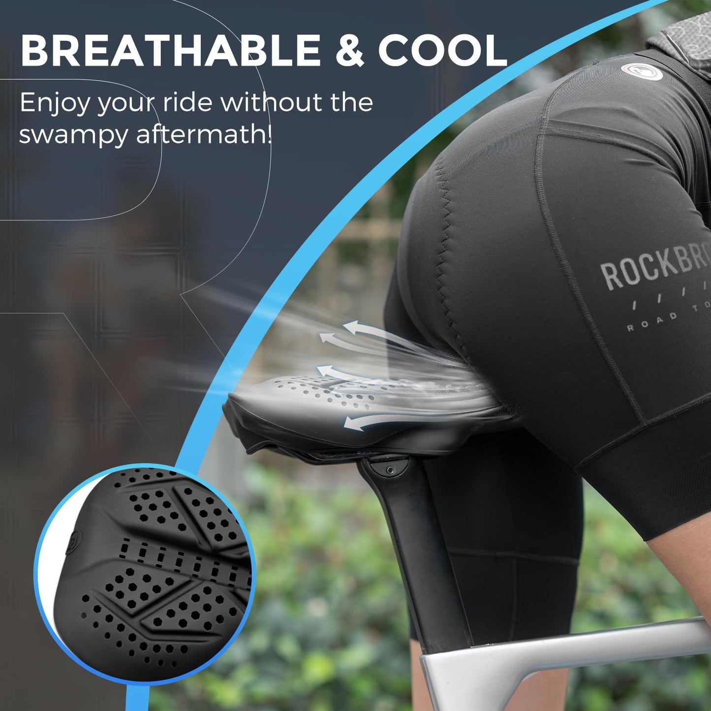 ROCKBROS Extra Soft Silicone Bike Seat Cushion – Anti-Slip, Breathable Cover