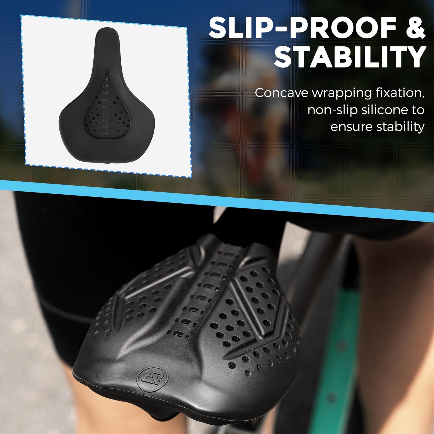 ROCKBROS Extra Soft Silicone Bike Seat Cushion – Anti-Slip, Breathable Cover