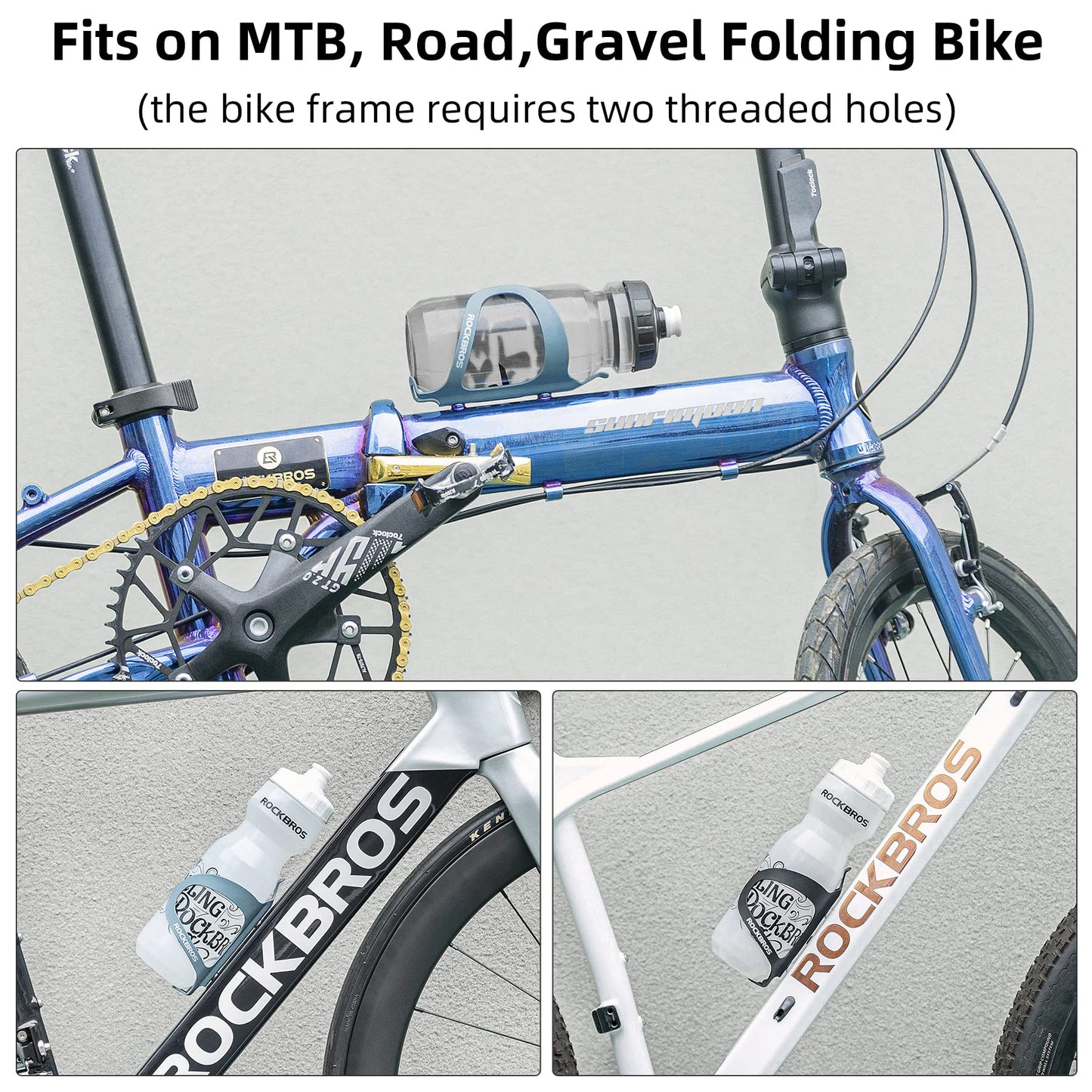 ROCKBROS Lightweight Alloy Aluminum Bike Water Bottle Cage - Secure Hold Bicycle Bottle Bracket