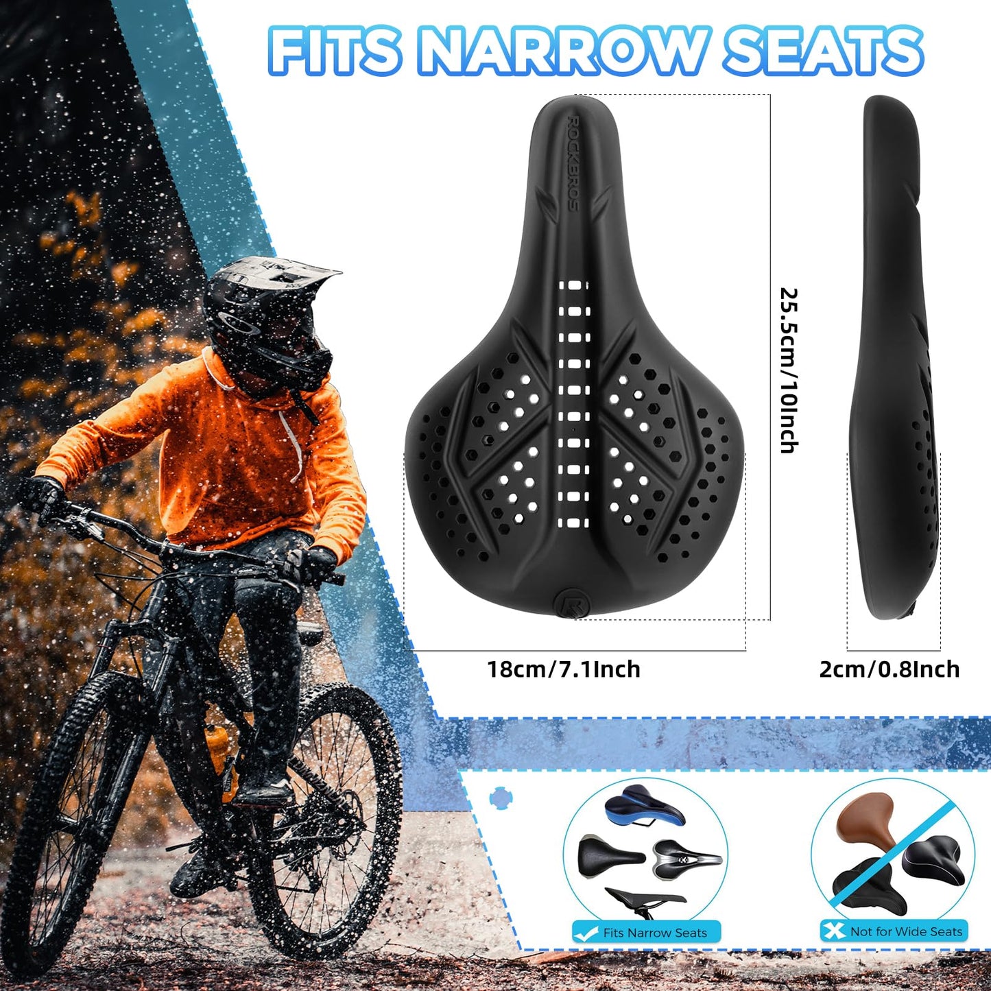 ROCKBROS Extra Soft Silicone Bike Seat Cushion – Anti-Slip, Breathable Cover