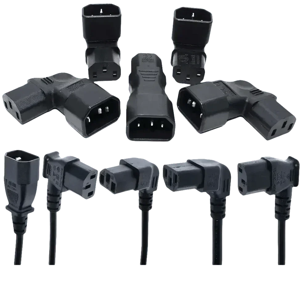 Black C13 C14 Power Angle Extension Cable