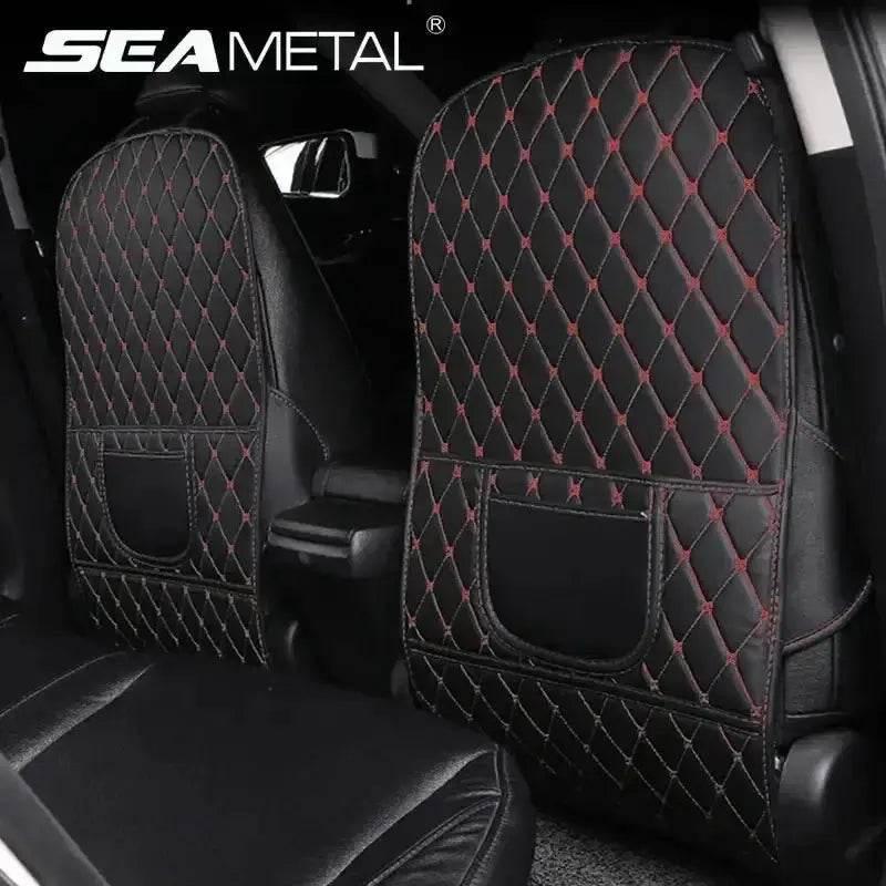 Black Car Seat Protector Pad with Red Stitching