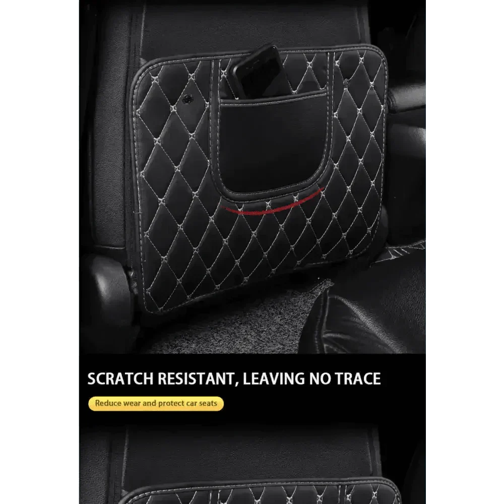 Black Car Seat Protector Pad with Red Stitching