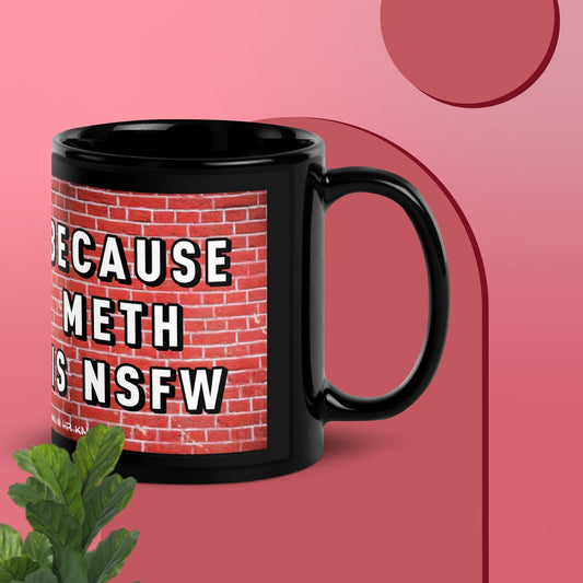 WARNING: Not Safe For Work! Brick Black Glossy Mug is Funny - Lizard Vigilante