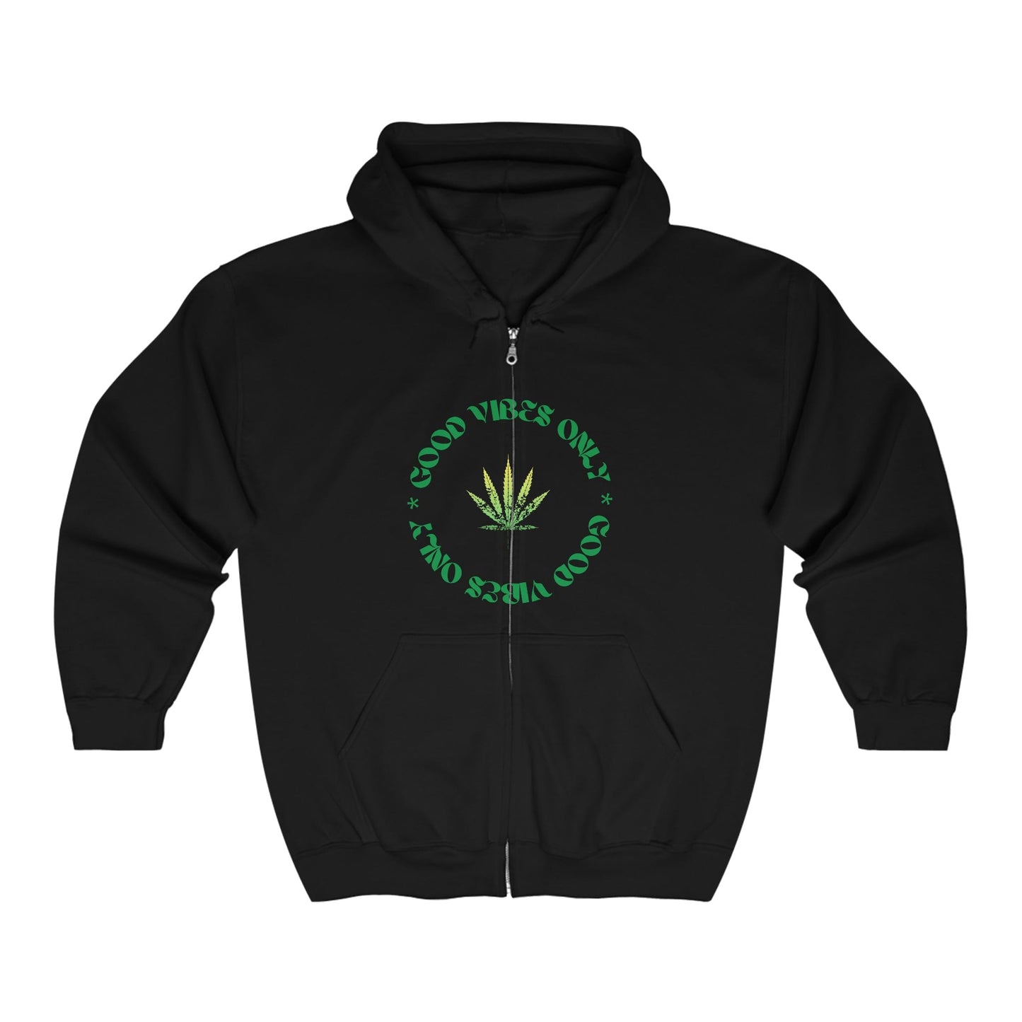 Good Vibes Only Men's Weed Zip Up Hoodie