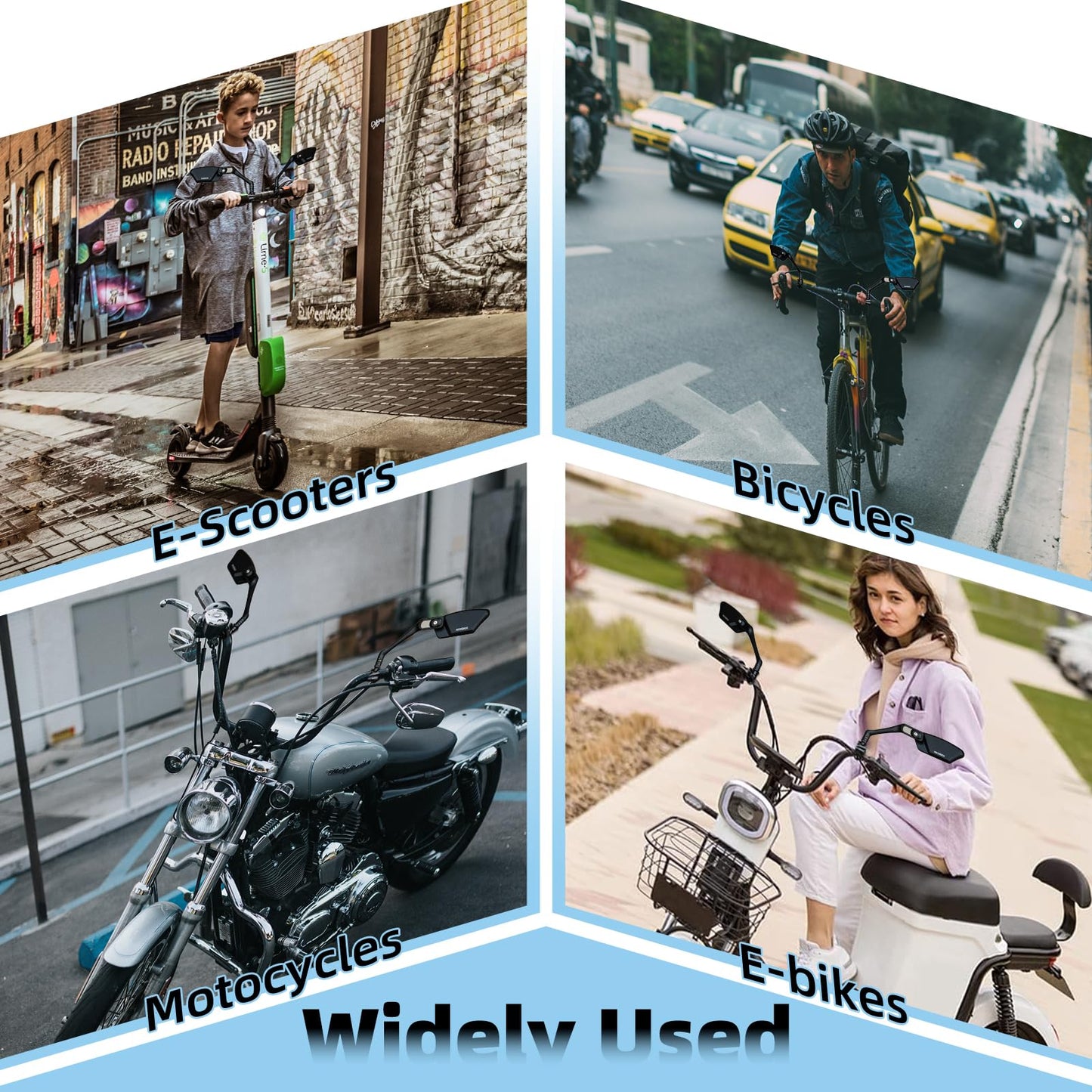 ROCKBROS HD Blast-Resistant Bike Mirror Adjustable Handlebar Mount 21-26mm