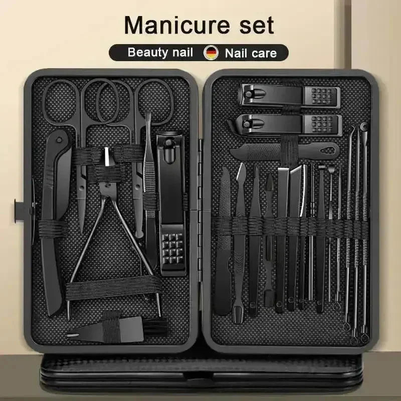 Black Manicure Nail Clipper Set Case