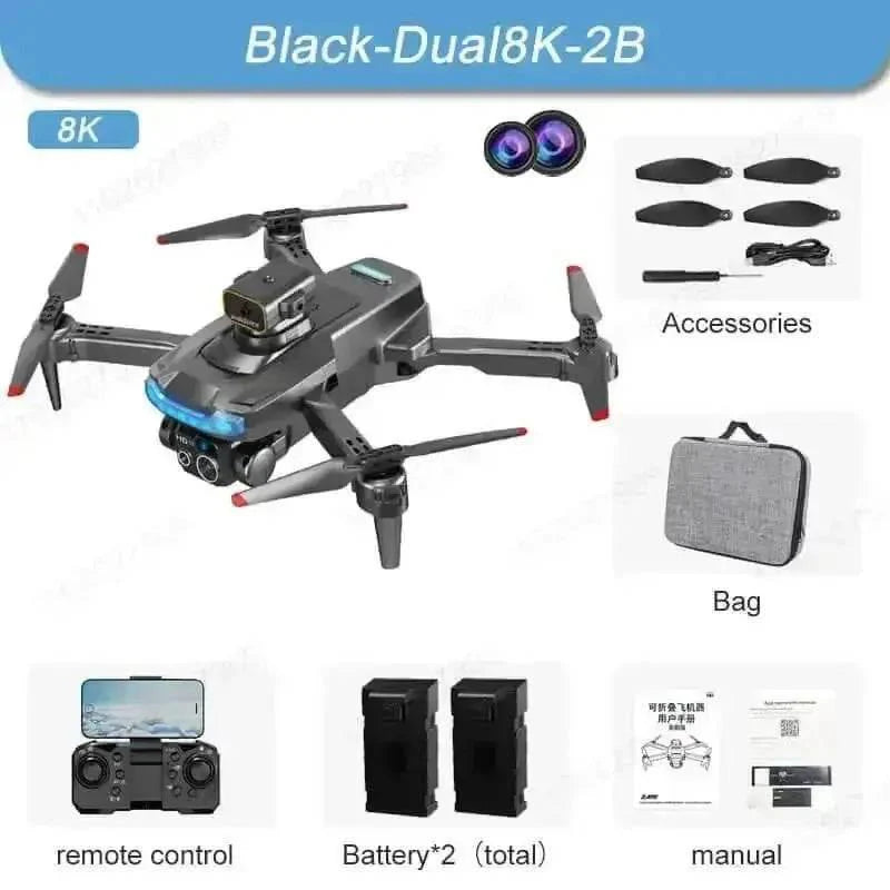 Black P15 Mini Drone Camera Obstacle Avoidance 4K Profesional