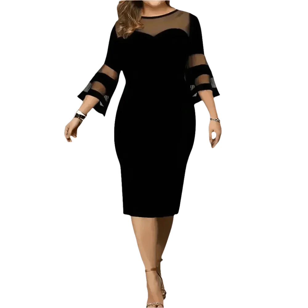 Black Mesh Plus Size Dress Elegant Fashion Collection