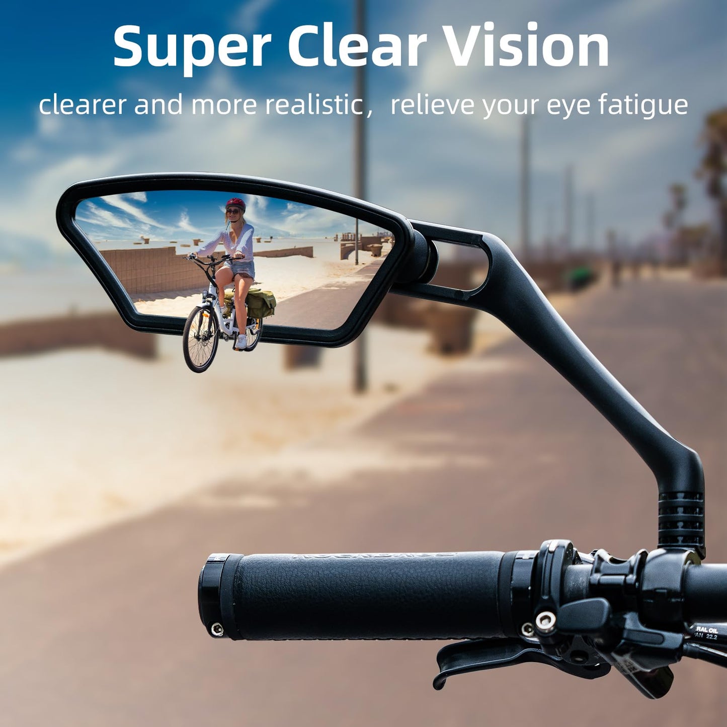 ROCKBROS HD Blast-Resistant Bike Mirror Adjustable Handlebar Mount 21-26mm