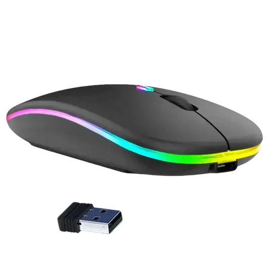Black USB Rechargeable RGB LED Wireless Mouse
