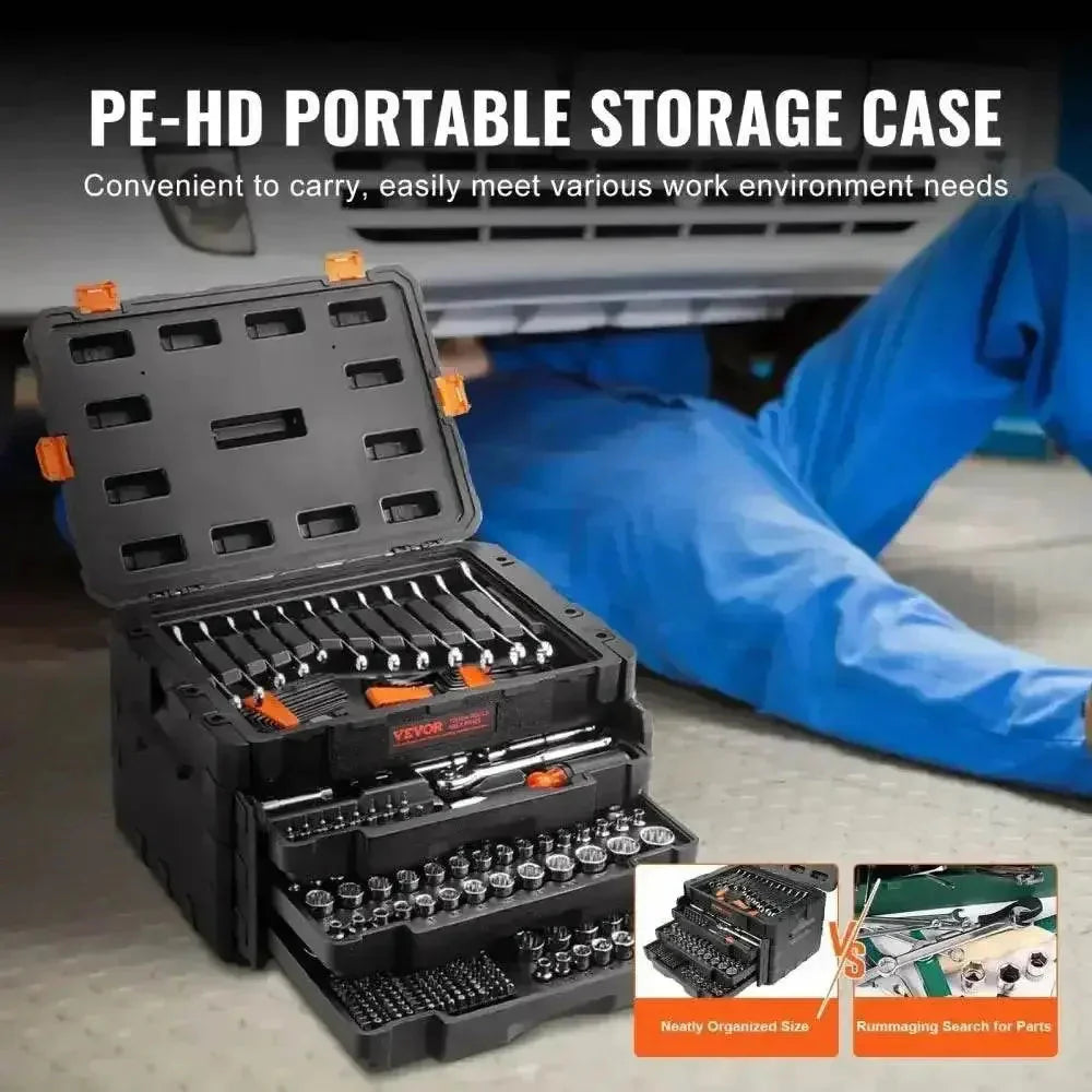 Black Vevor Mechanics Tool Chest Open Drawers