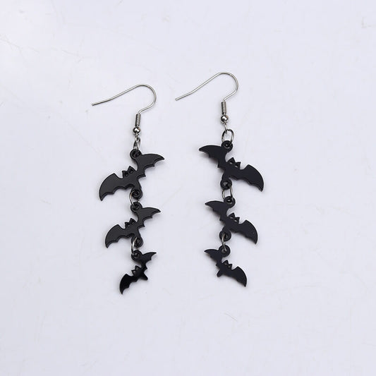 Black Bat Design Acrylic Earrings