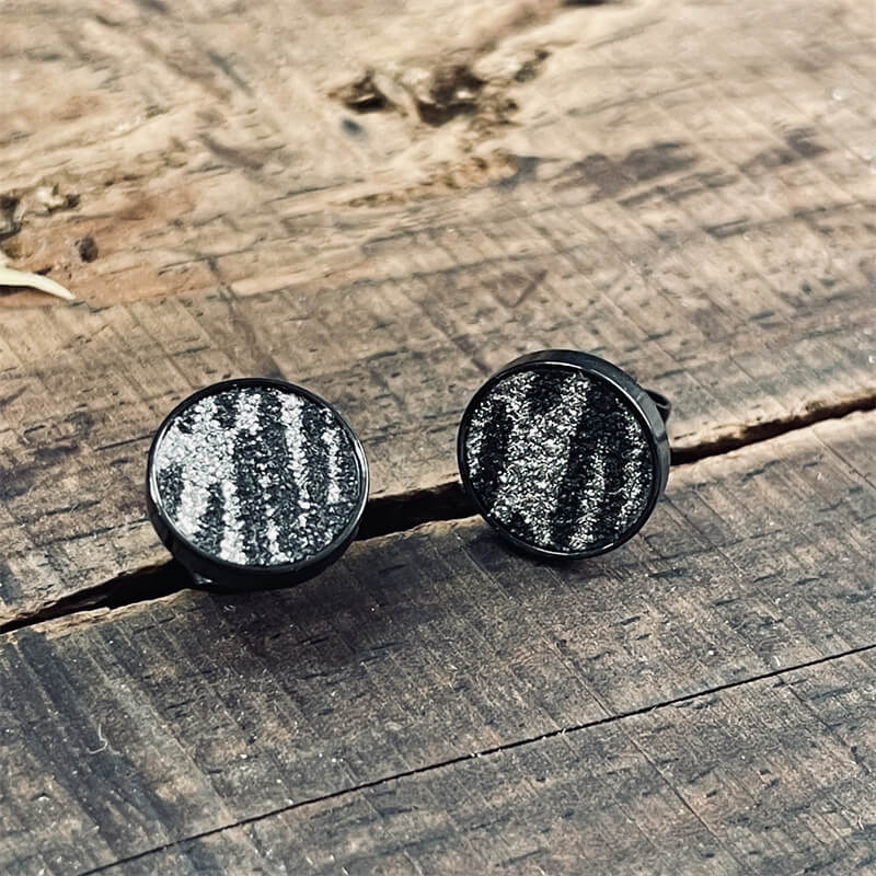 Black Minimalist Round Stainless Steel Stud Earrings