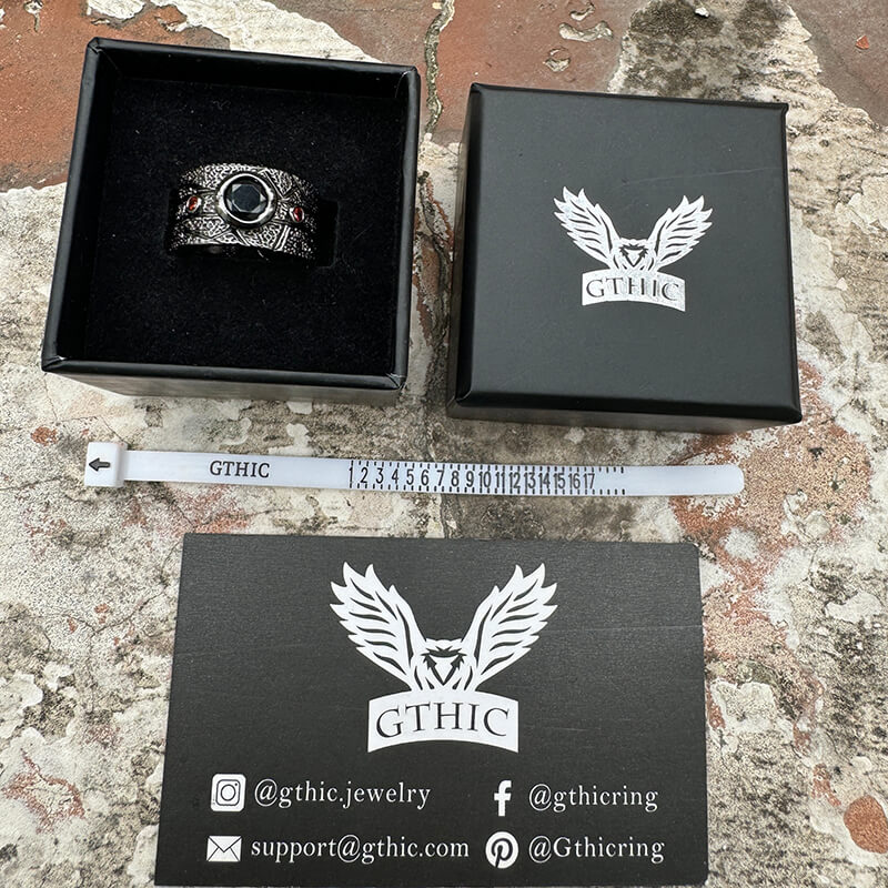 Black Textured Stone-set Copper Open Ring