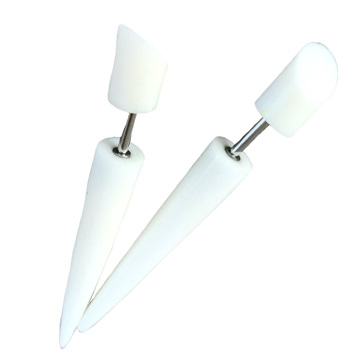 Fake taper white gothic earrings
