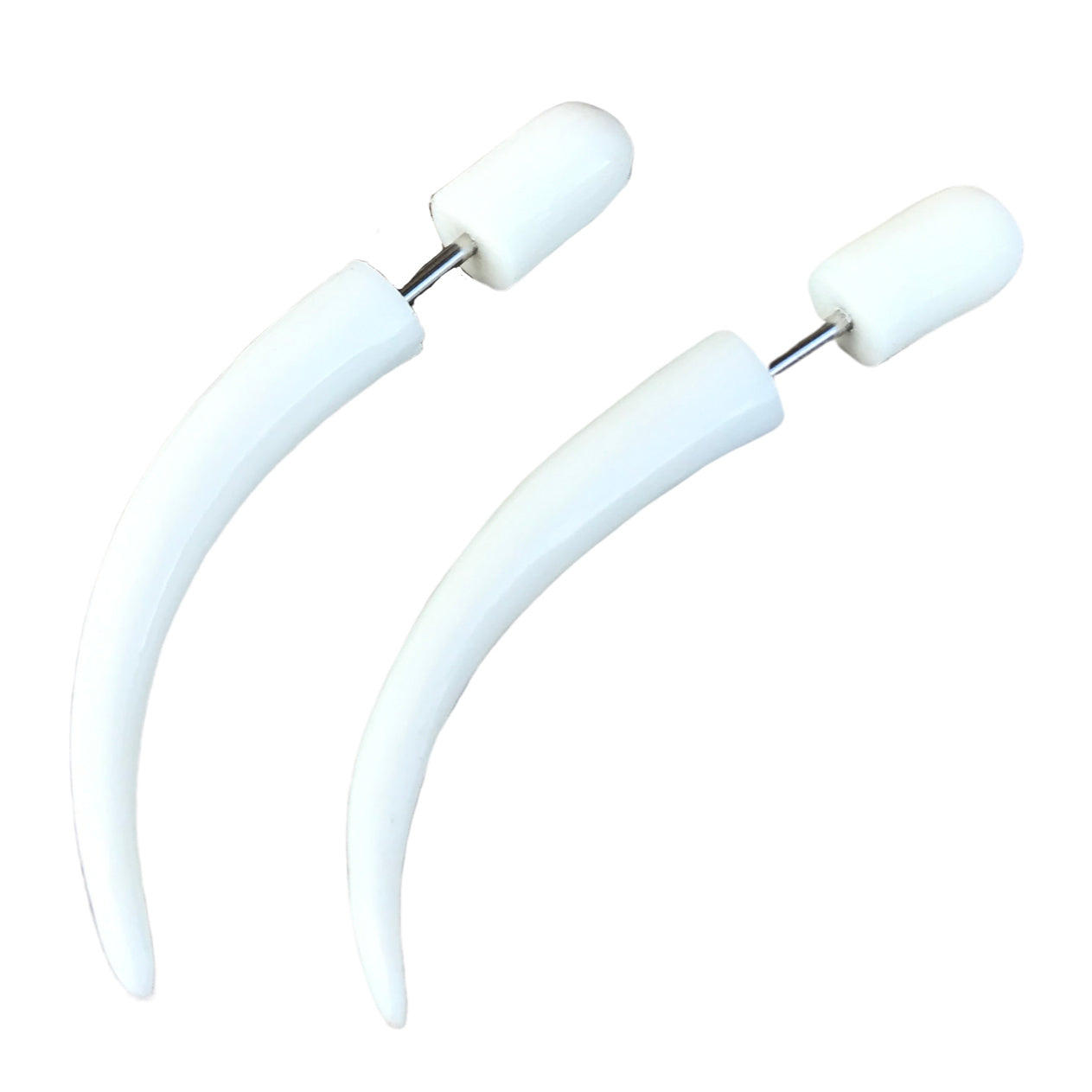 Fake taper white gothic earrings