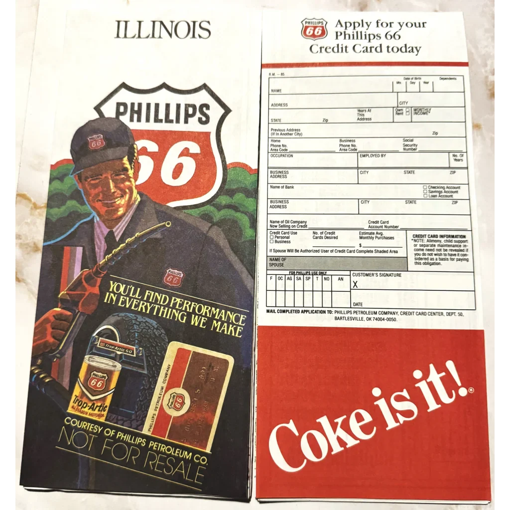 Blast from the Past Phillips 66 Illinois Coca-Cola Map Treasure