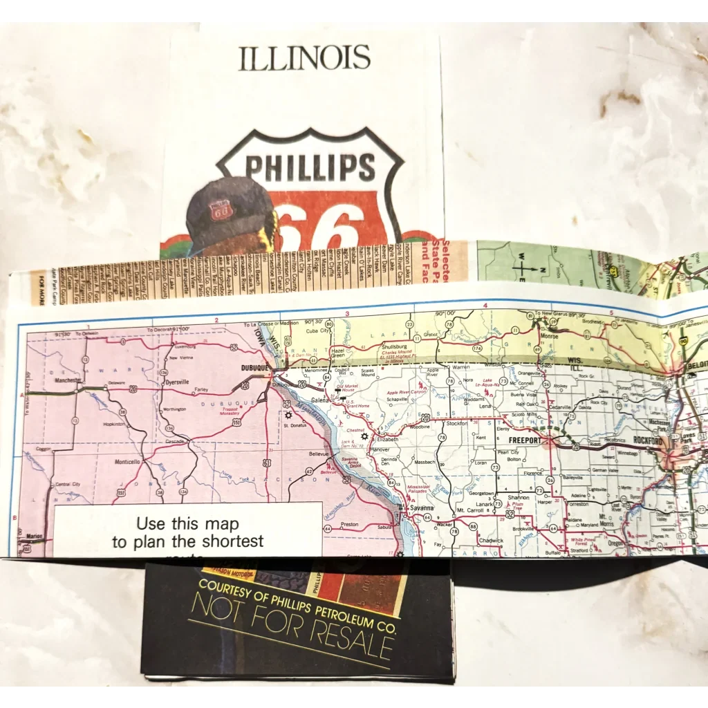 Blast from the Past Phillips 66 Illinois Coca-Cola Map Treasure