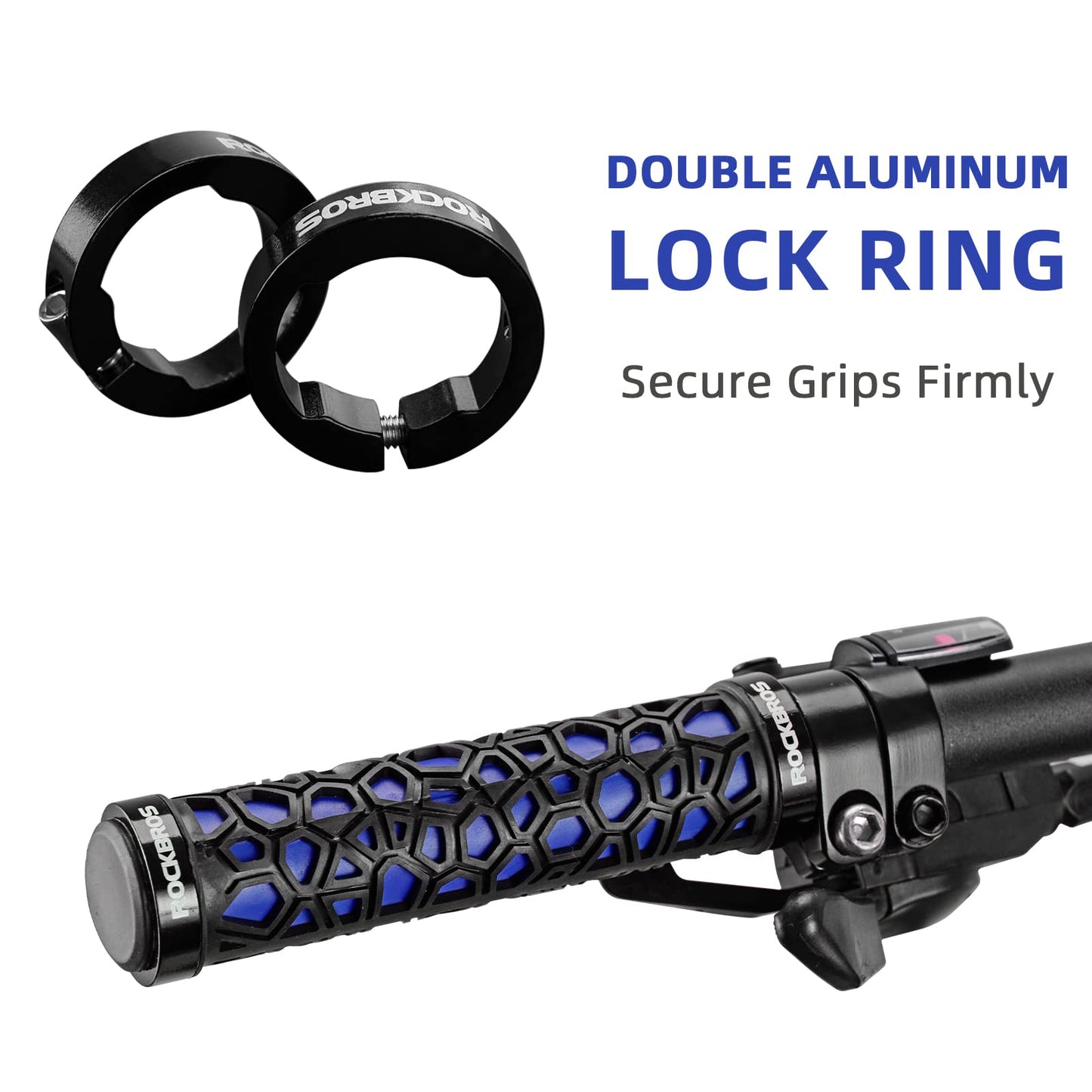 ROCKBROS Bike Handlebar Grips Double Lock-on Non-Slip Grips for MTB, BMX 22.2mm
