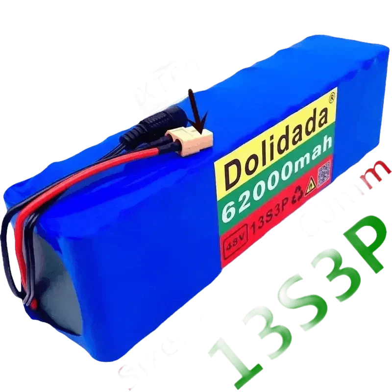 Blue 48V 62Ah Lithium Battery Pack 1000W 13S3P