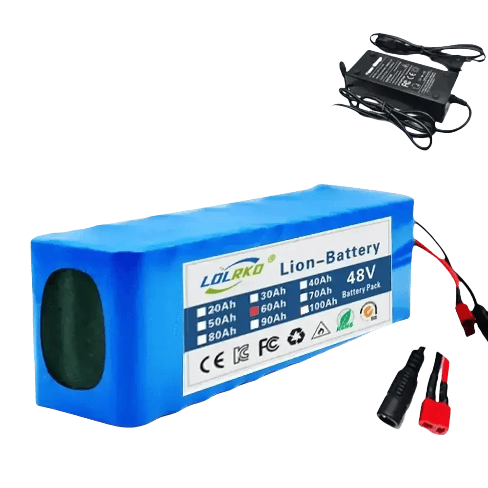 Blue 48V 90Ah Lithium-Ion Battery Pack with Charger