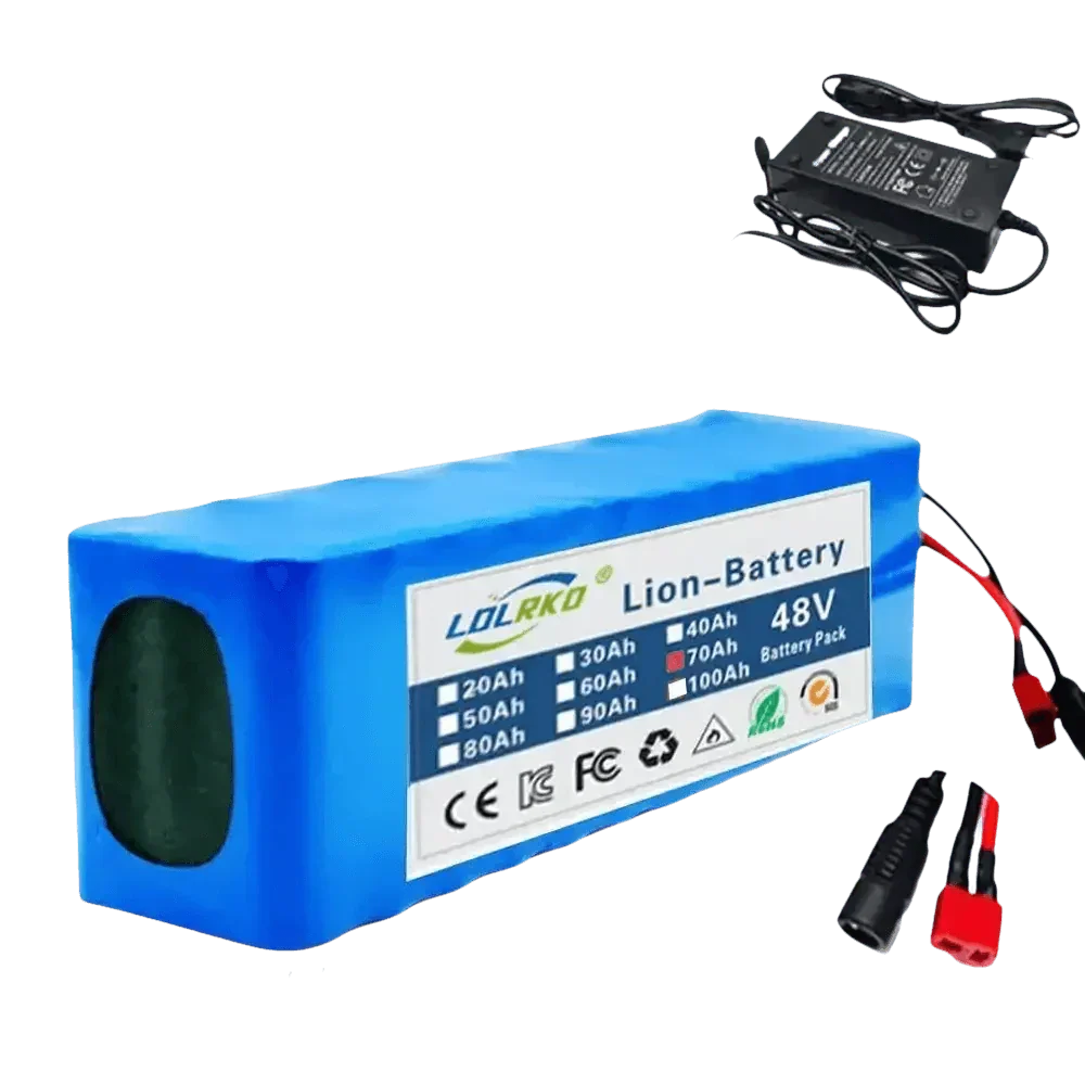Blue 48V 90Ah Lithium-Ion Battery Pack with Charger