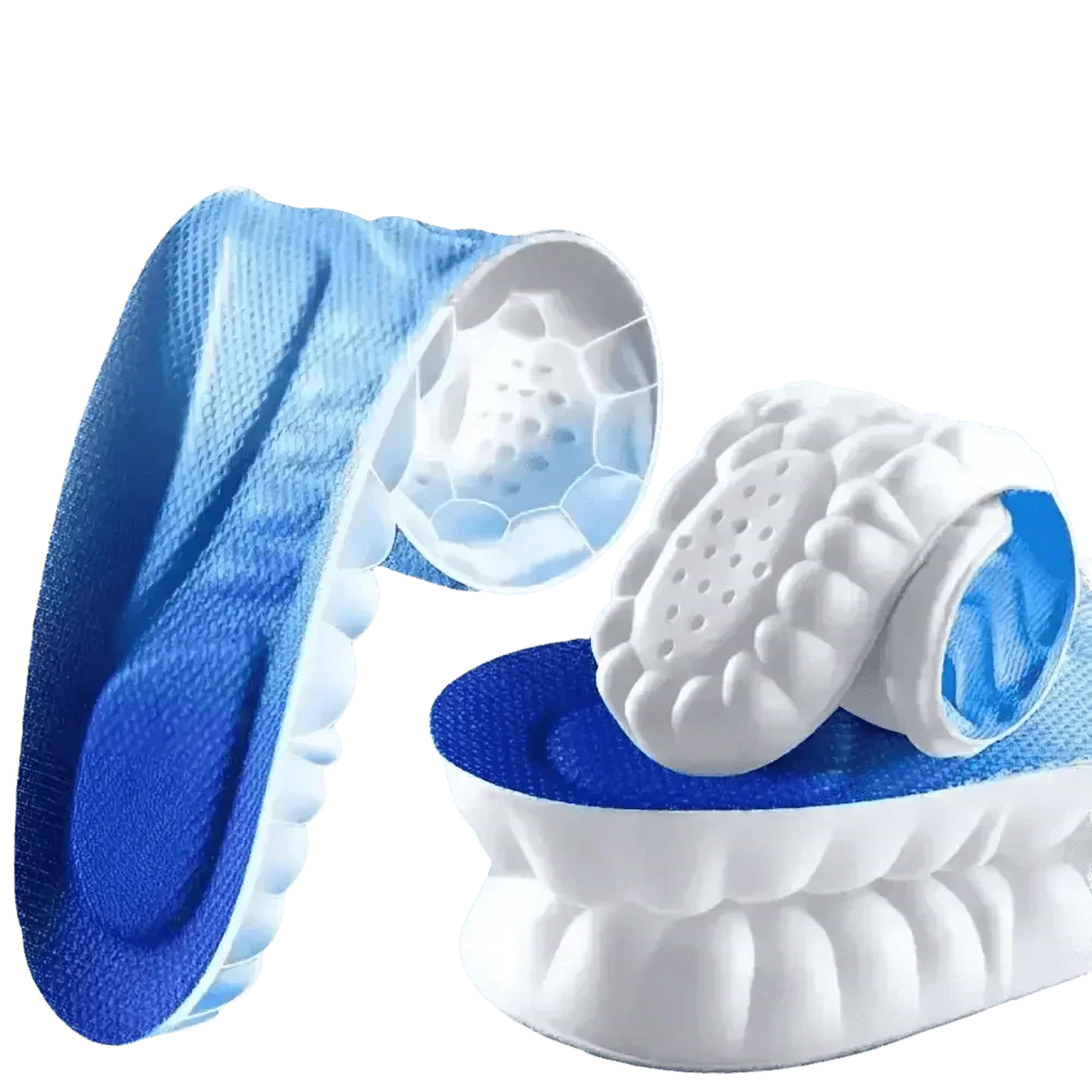 Blue and White Sports Insoles Breathable Shock Absorption, mens sports insoles