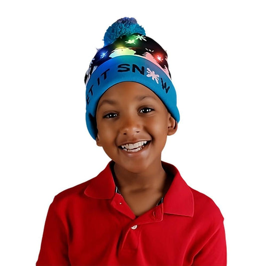 Multicolor LED Snowy Snowflake Winter Christmas Holiday Snowmen Beanie Hat